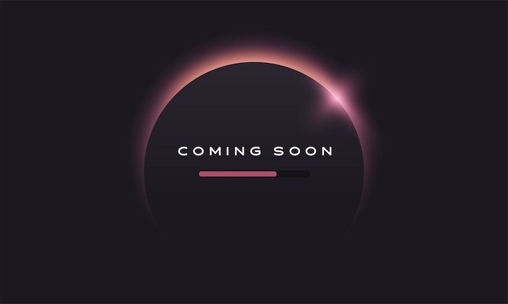 Vector Gratis coming soon text on abstract sunrise dark background with motion effect