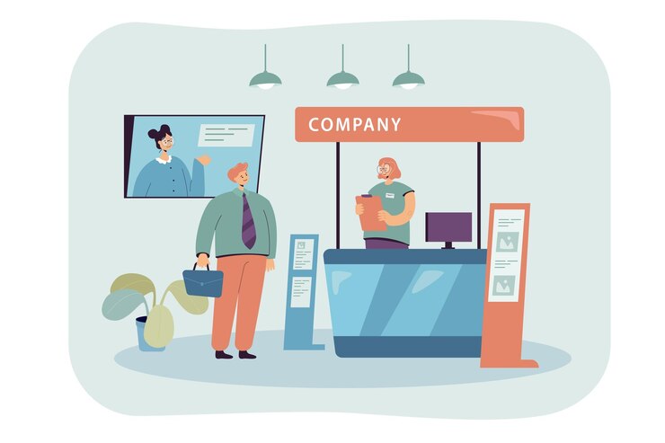 Vector Gratis company representative clerk talking with businessman