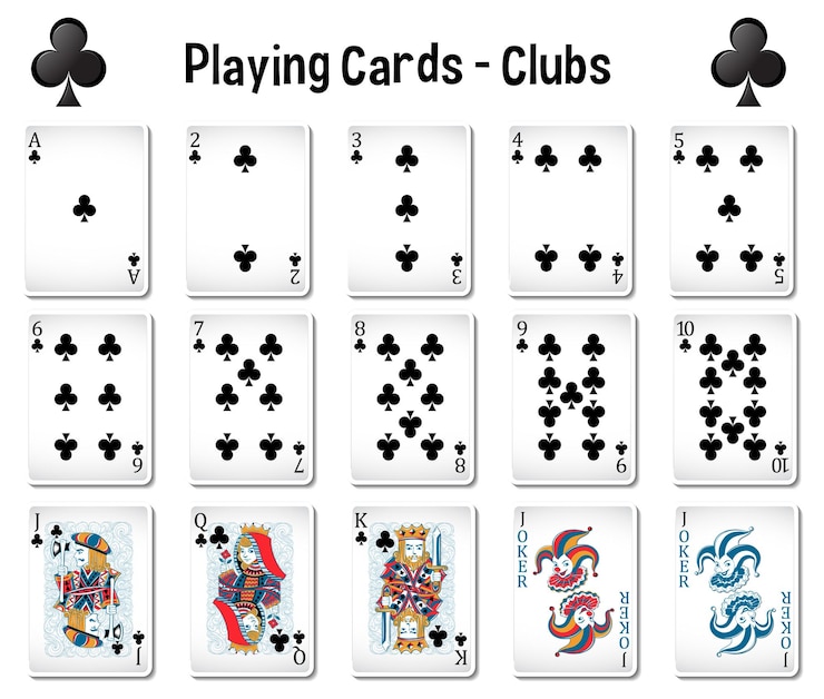 Vector Gratis complete set of club playing cards