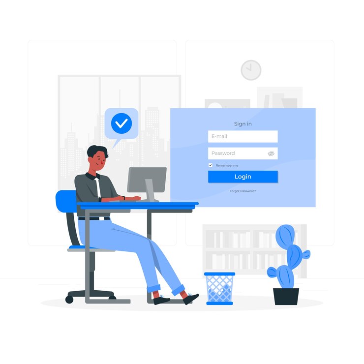 Vector Gratis computer login concept illustration