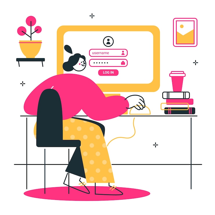 Vector Gratis computer login illustration concept