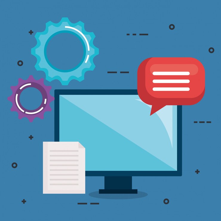 Vector Gratis computer monitor with teamwork