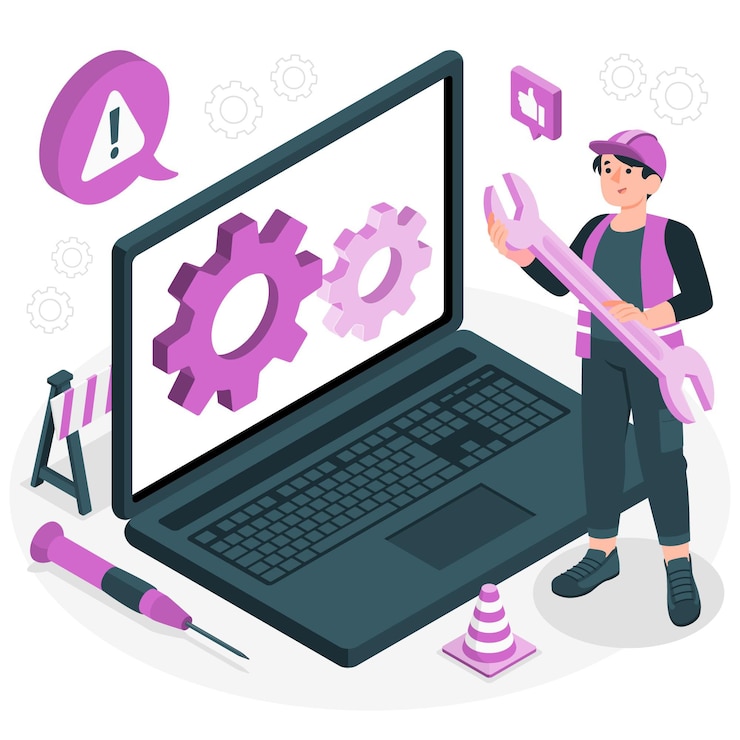 Vector Gratis computer troubleshooting concept illustration