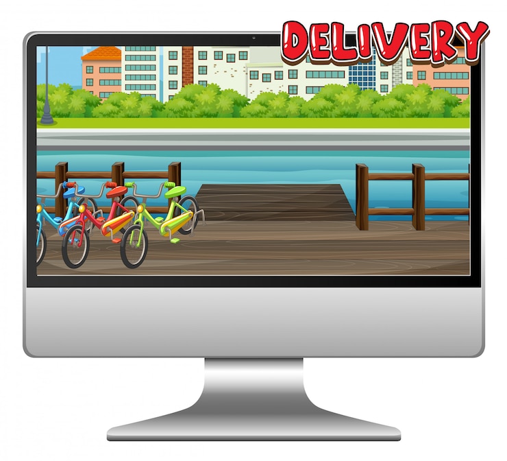 Vector Gratis computer with delivery logo