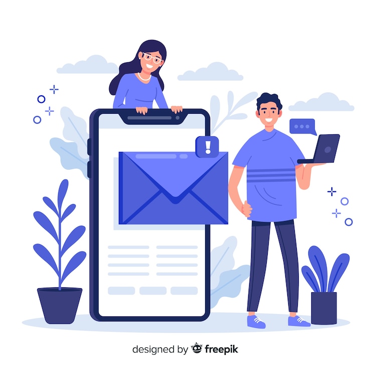 Vector Gratis concept landing page new message