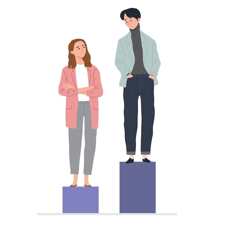 Vector Gratis concept of woman and man paygap gender inequality in work place
