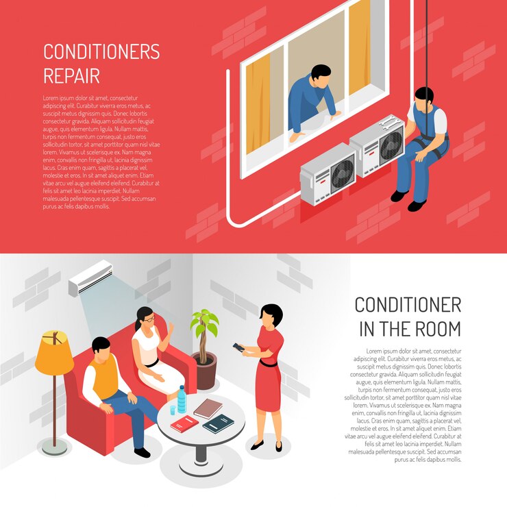 Vector Gratis conditioners horizontal banners set