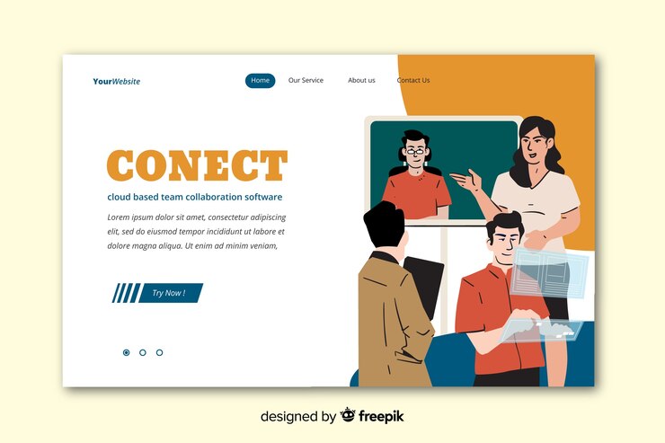 Vector Gratis connecting teams concept for landing page