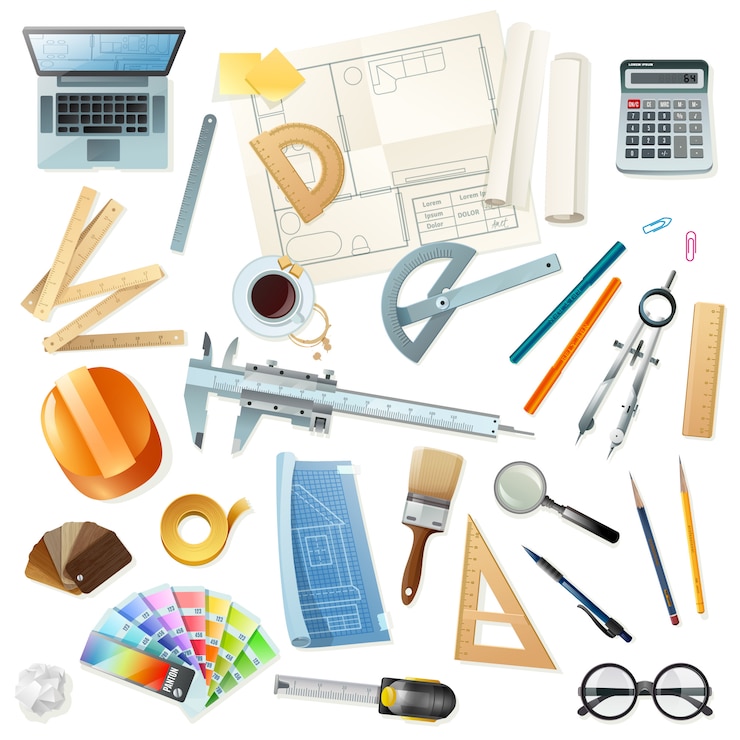 Vector Gratis construction architect tools set