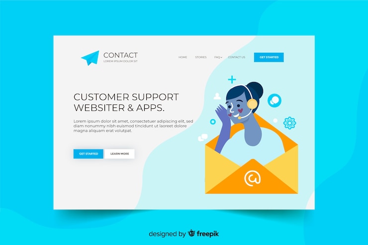 Vector Gratis contact us landing page with customers support