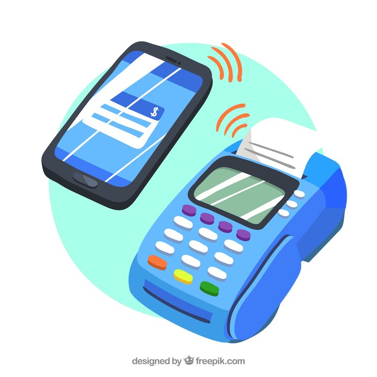 Vector Gratis contactless payment and smartphone with fun style