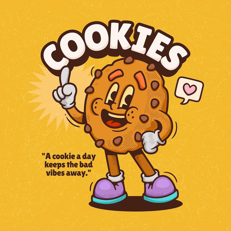 Vector Gratis cookies trendy retro cartoon vector hand drawn