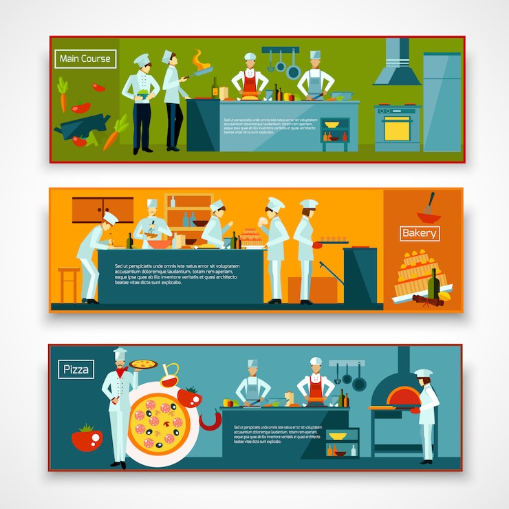 Vector Gratis cooking people banner set
