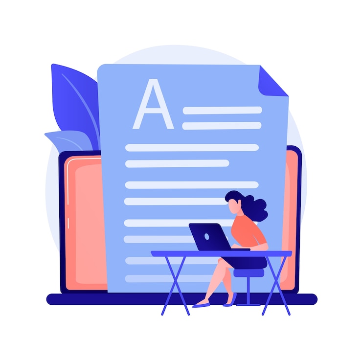 Vector Gratis copywriting. social media post, content marketing, internet commercial. cartoon character writing text for advertising. promotional strategy concept illustration