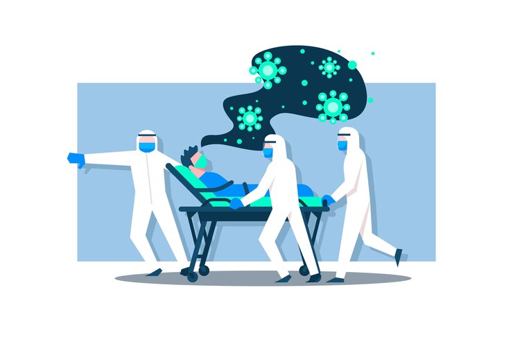 Vector Gratis coronavirus critical patient concept