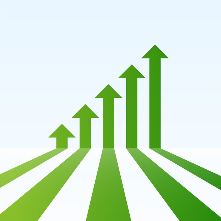 Vector Gratis corporate green business arrow showing upward trend