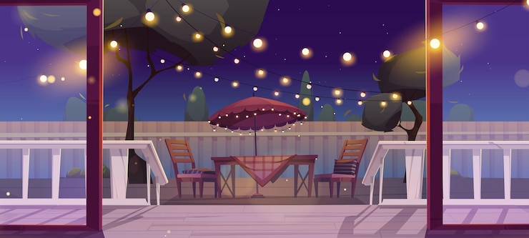 Vector Gratis cottage wooden terrace at back yard with bbq area