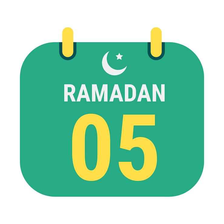 Vector Gratis countdown to 5th ramadan celebrate with white and golden crescent moons and english ramadan text