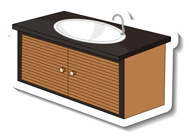 Vector Gratis counter sink with faucet on white background