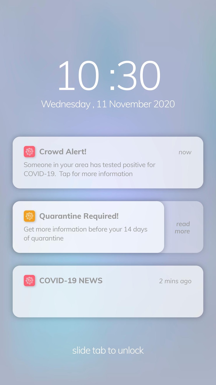 Vector Gratis covid-19 exposure notification app template vector mobile screen