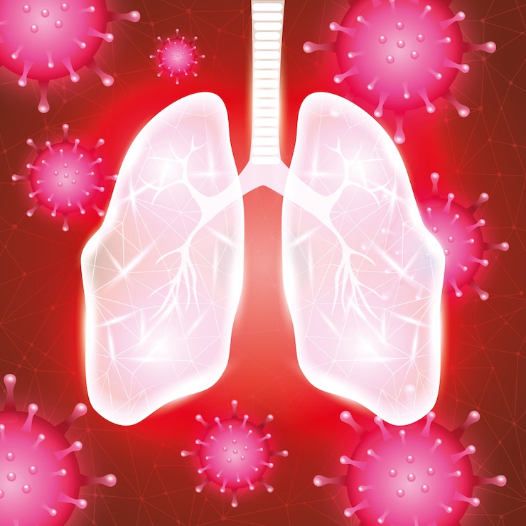 Vector Gratis covid 19 particles with lungs of campaign background
