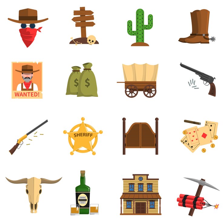 Vector Gratis cowboy icons set