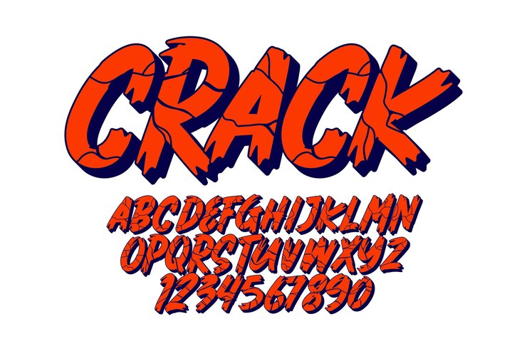 Vector Gratis cracked stone alphabet style