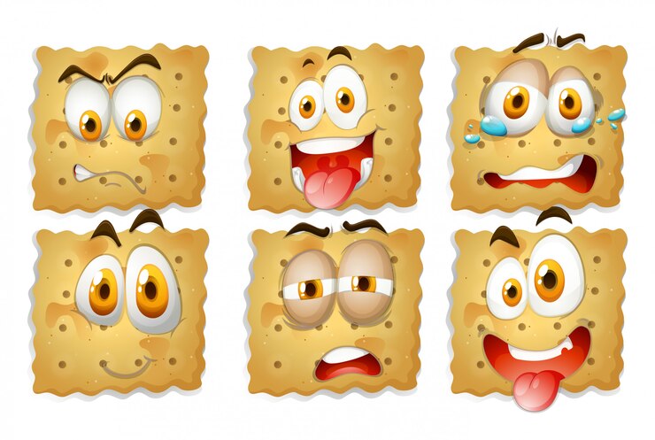 Vector Gratis crackers with facial expressions