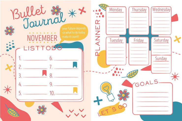 Vector Gratis creative bullet journal planner collection