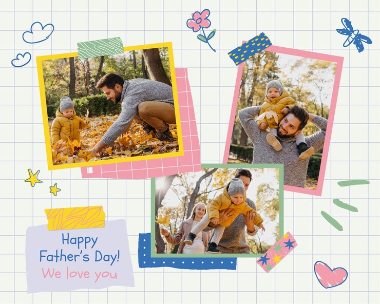 Vector Gratis creative child-like father's day photo collages