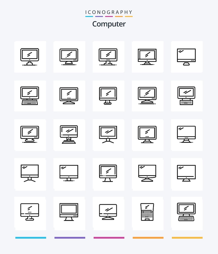 Vector Gratis creative computer 25 outline icon pack such as layer 1 laptop pc device
