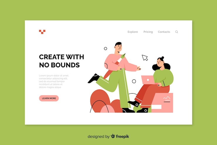 Vector Gratis creative process concept landing page template