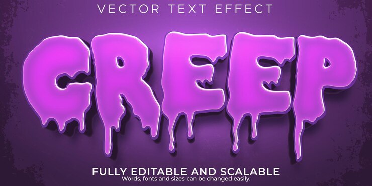 Vector Gratis creep text effect, editable horror and scary text style