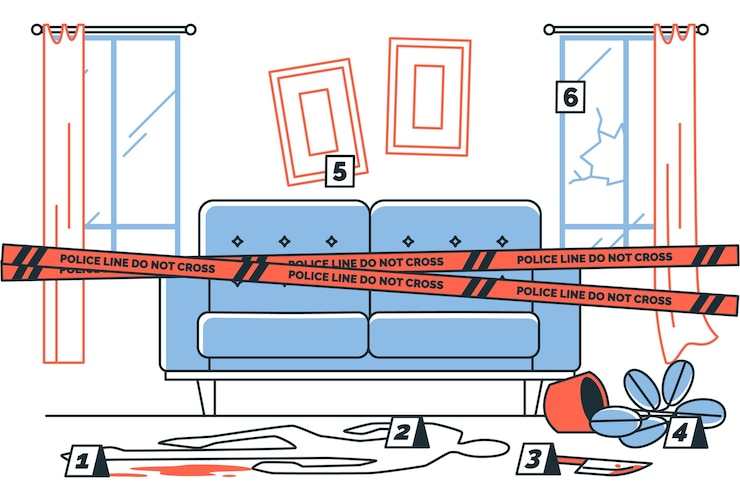 Vector Gratis crime scene with tape  concept illustration