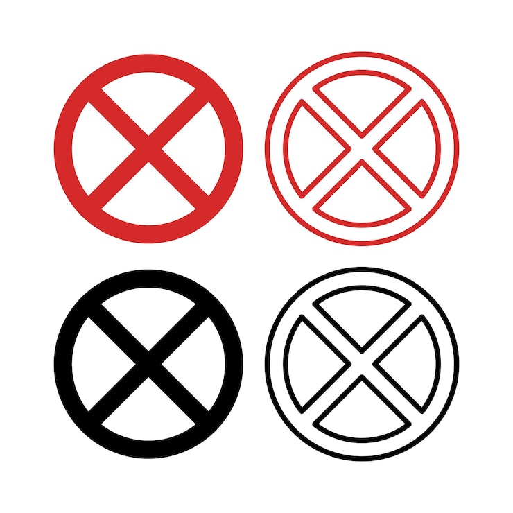 Vector Gratis cross no sign red and black set