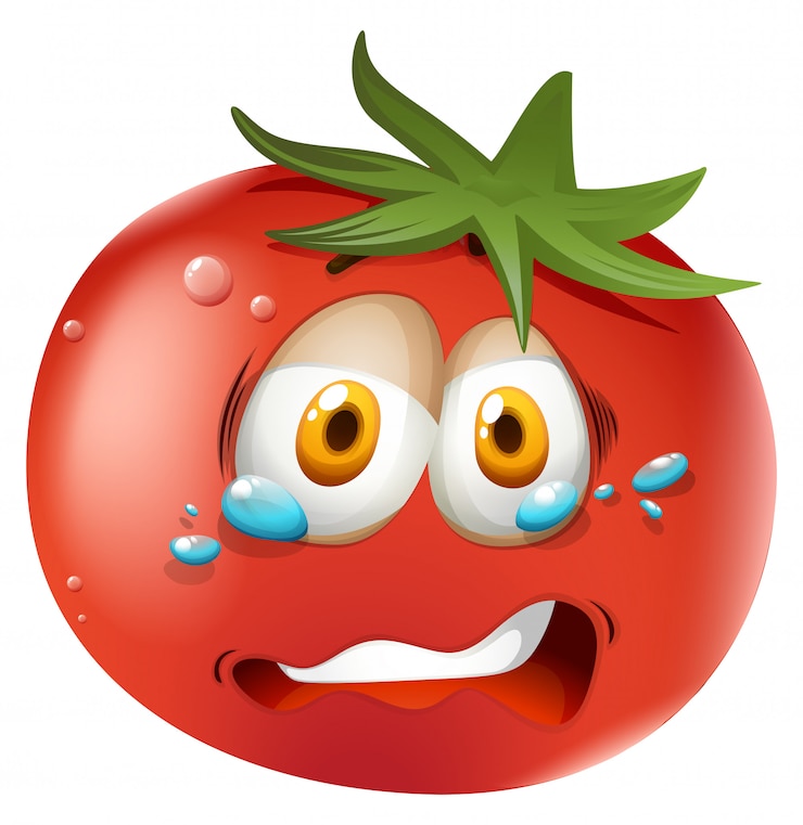 Vector Gratis crying face on tomato