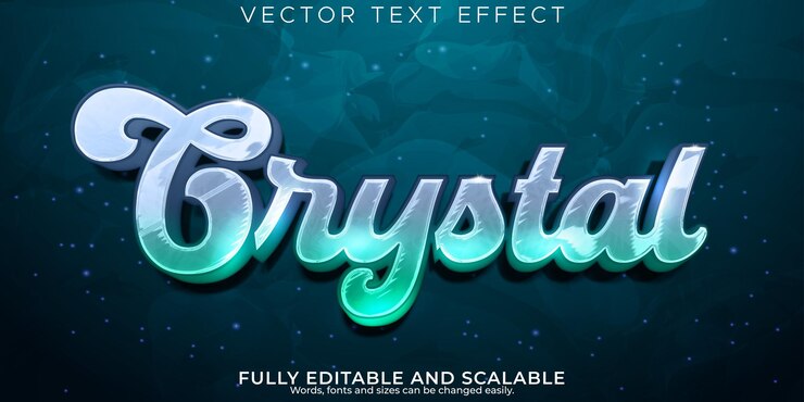 Vector Gratis crystal text effect editable diamond and glory text style