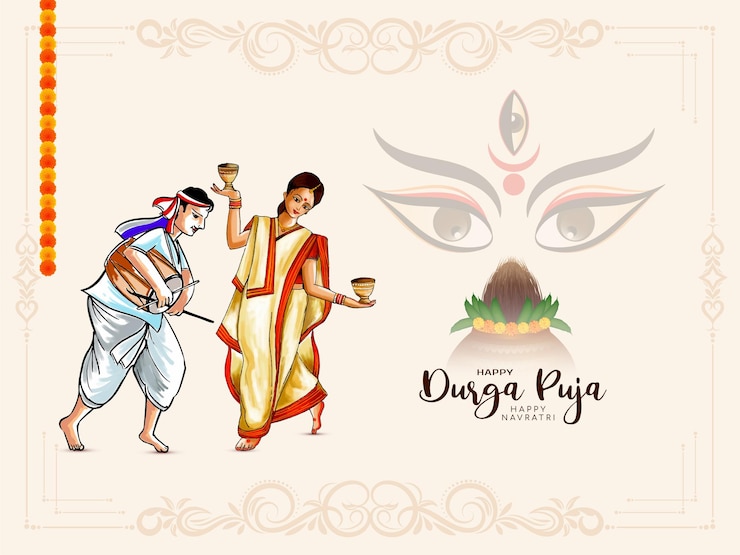 Vector Gratis cultural happy navratri and durga puja festival decorative background vector