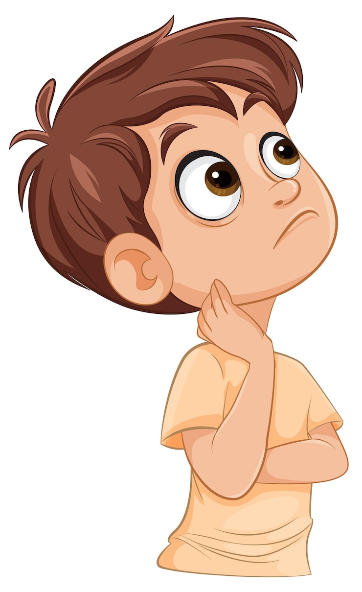 Vector Gratis curious boy contemplating a question