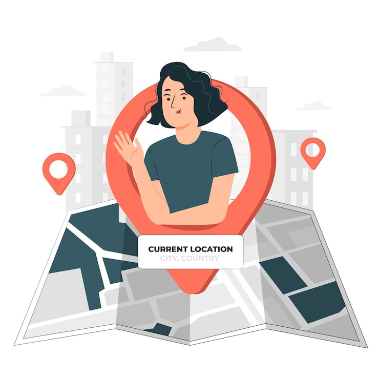 Vector Gratis current location concept illustration