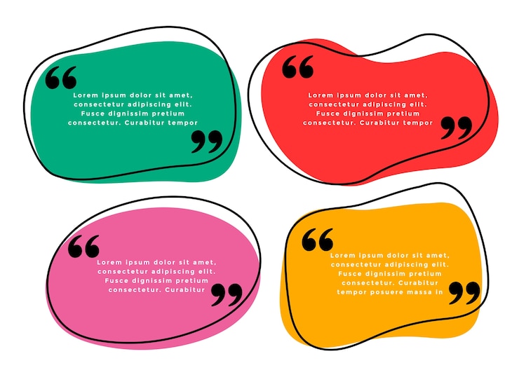 Vector Gratis curve shape quotes template in four colors