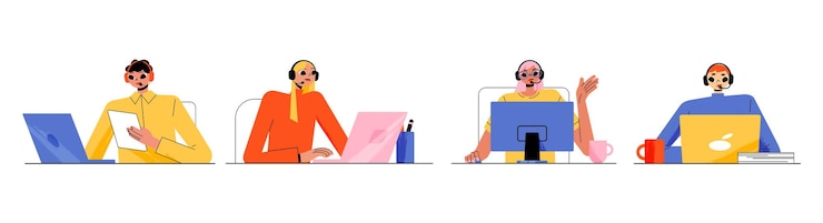 Vector Gratis customer support service operators with headset