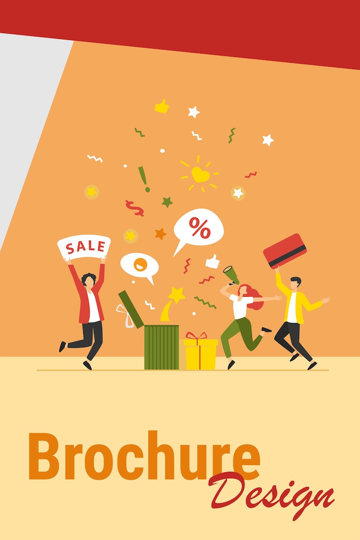 Vector Gratis customers celebrating sale. people holding gift, credit card, loudspeaker, dancing, having fun. vector illustration for loyalty program, promotion, customer reward concept