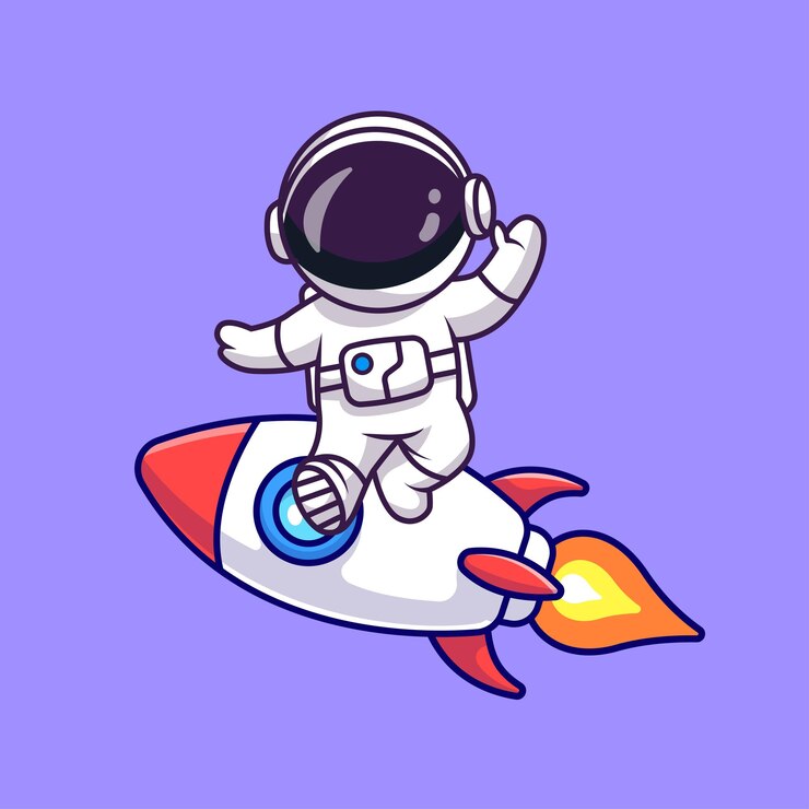Vector Gratis cute astronaut dancing on rocket cartoon vector icon illustration science technology isolated flat