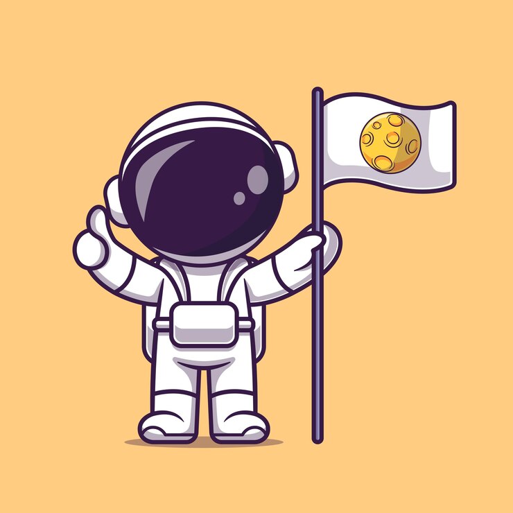 Vector Gratis cute astronaut holding moon flag cartoon vector icon illustration science technology isolated flat