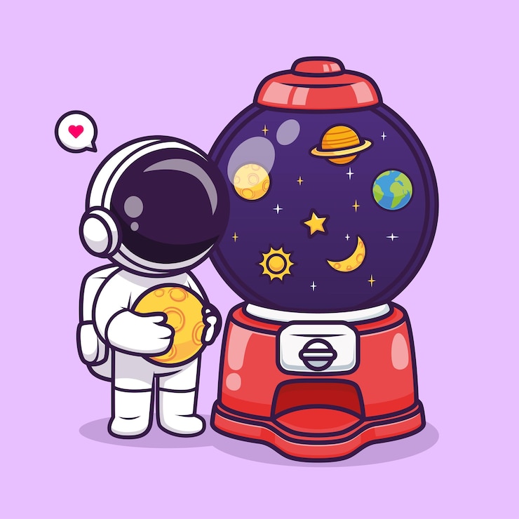Vector Gratis cute astronaut playing candy machine space cartoon vector icon illustration science holiday icon