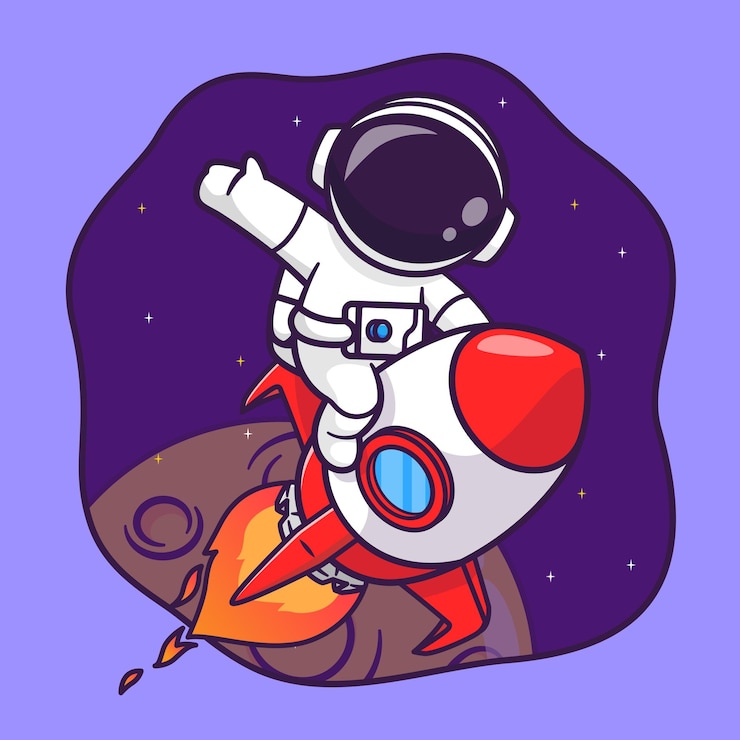 Vector Gratis cute astronaut riding rocket in space and waving hand cartoon vector icon illustration science tech