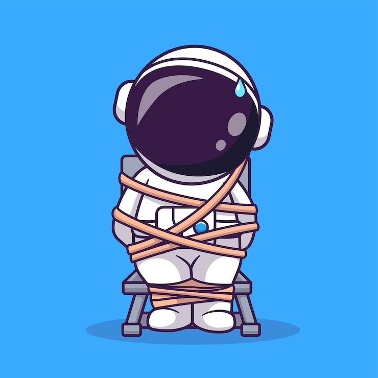 Vector Gratis cute astronaut strapped on chair cartoon vector icon illustration. science technology isolated flat