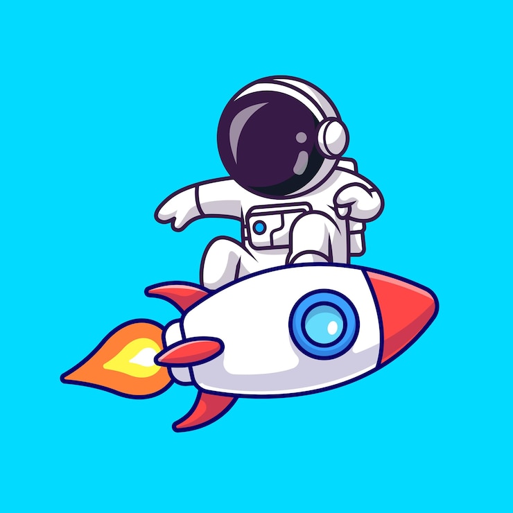 Vector Gratis cute astronaut surfing with rocket cartoon vector icon illustration science technology isolated flat