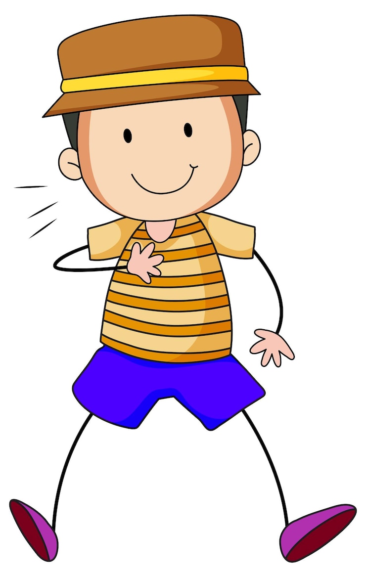 Vector Gratis cute boy cartoon character in hand drawn doodle style isolated